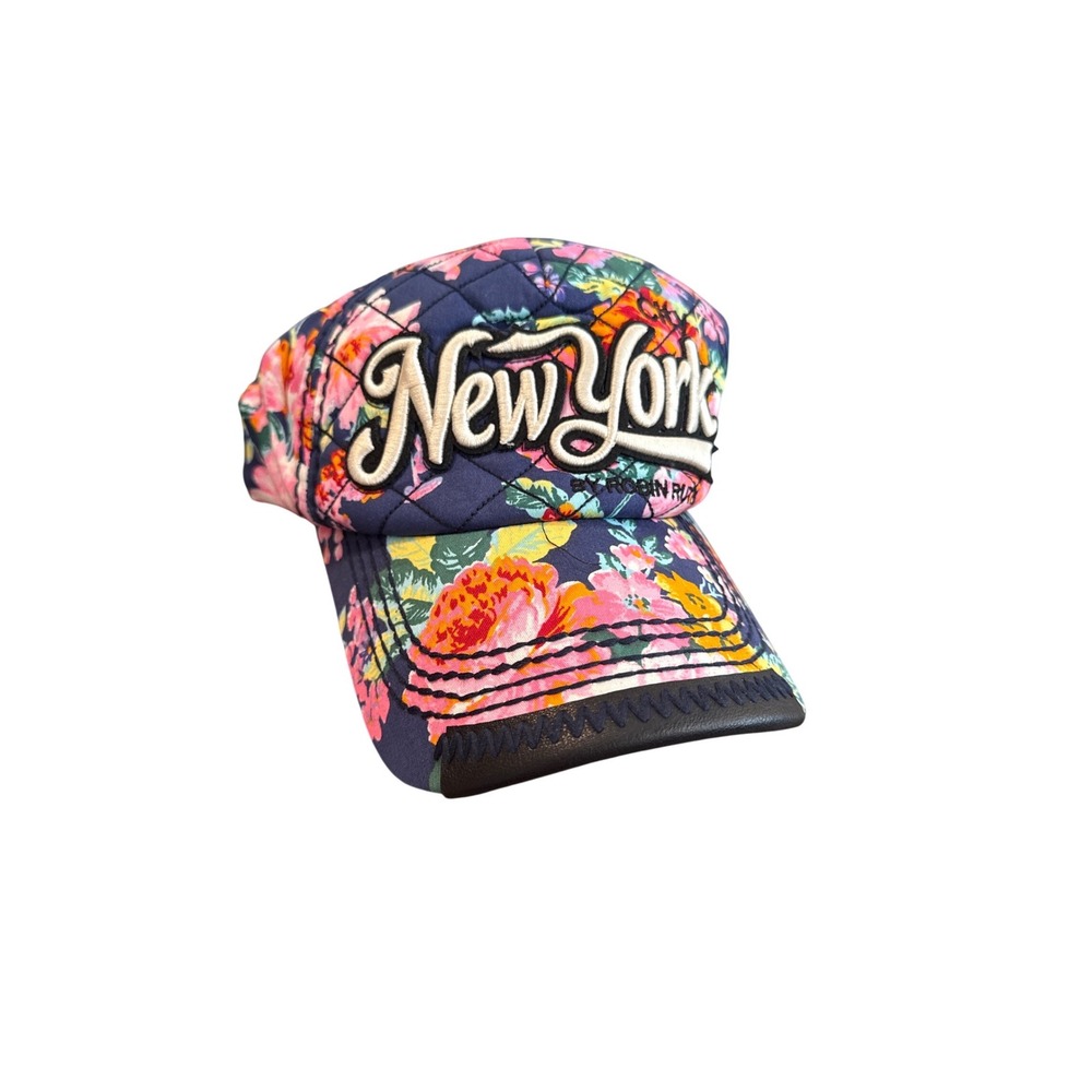 Robin Ruth New York Floral Snapback Hat Navy Blue Quilted Embroidered‎ Cap NWT